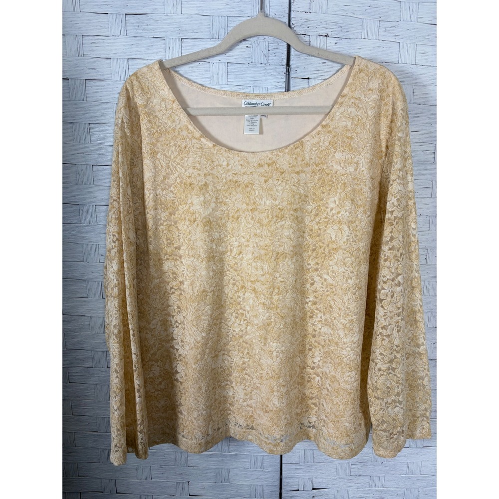 Coldwater‎ Creek Womens Blouse Floral Lace Lined bohemian coquette plus size